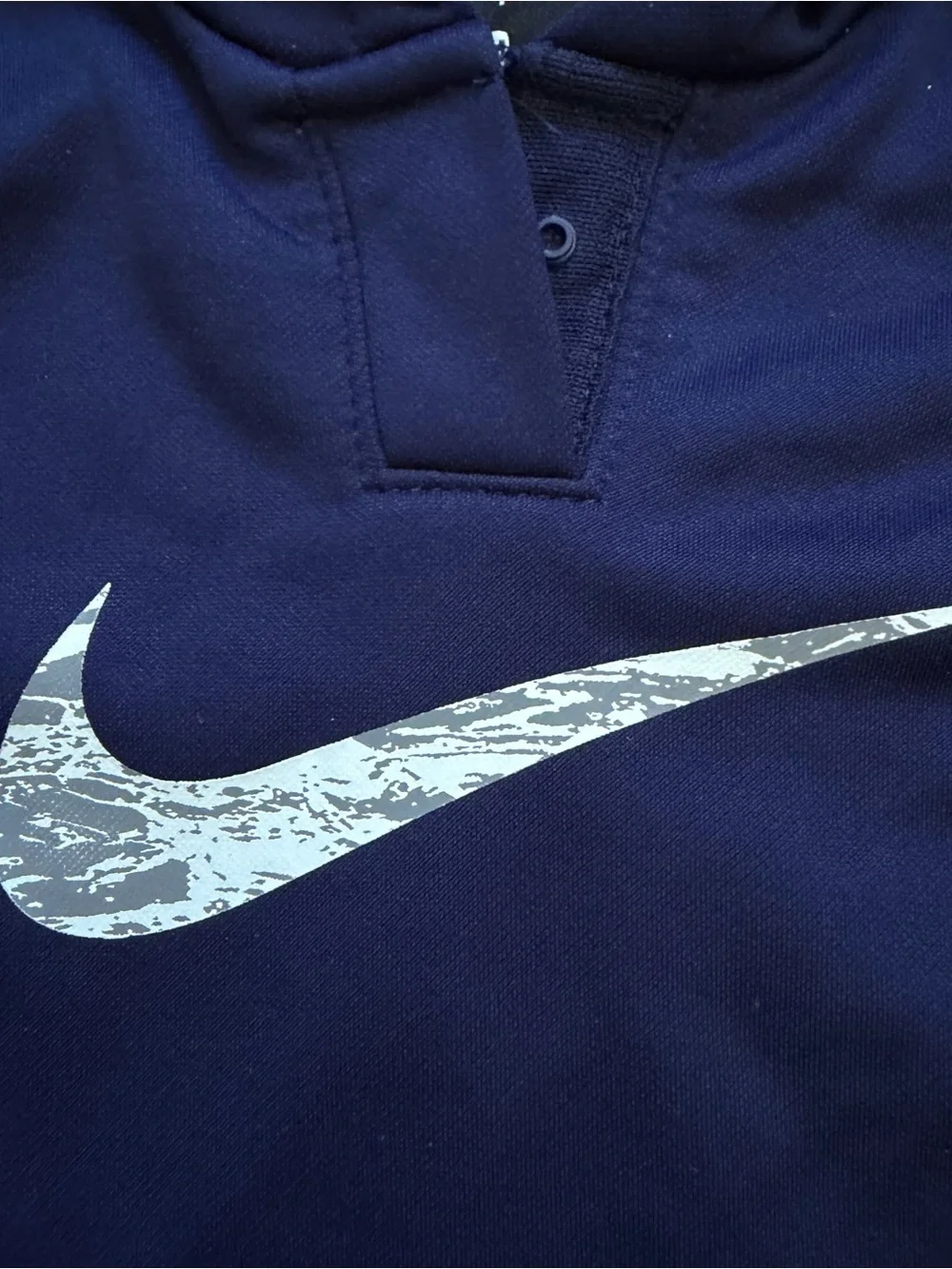 Baby Nike Navy Pullover Hoodie with Silver Swoosh